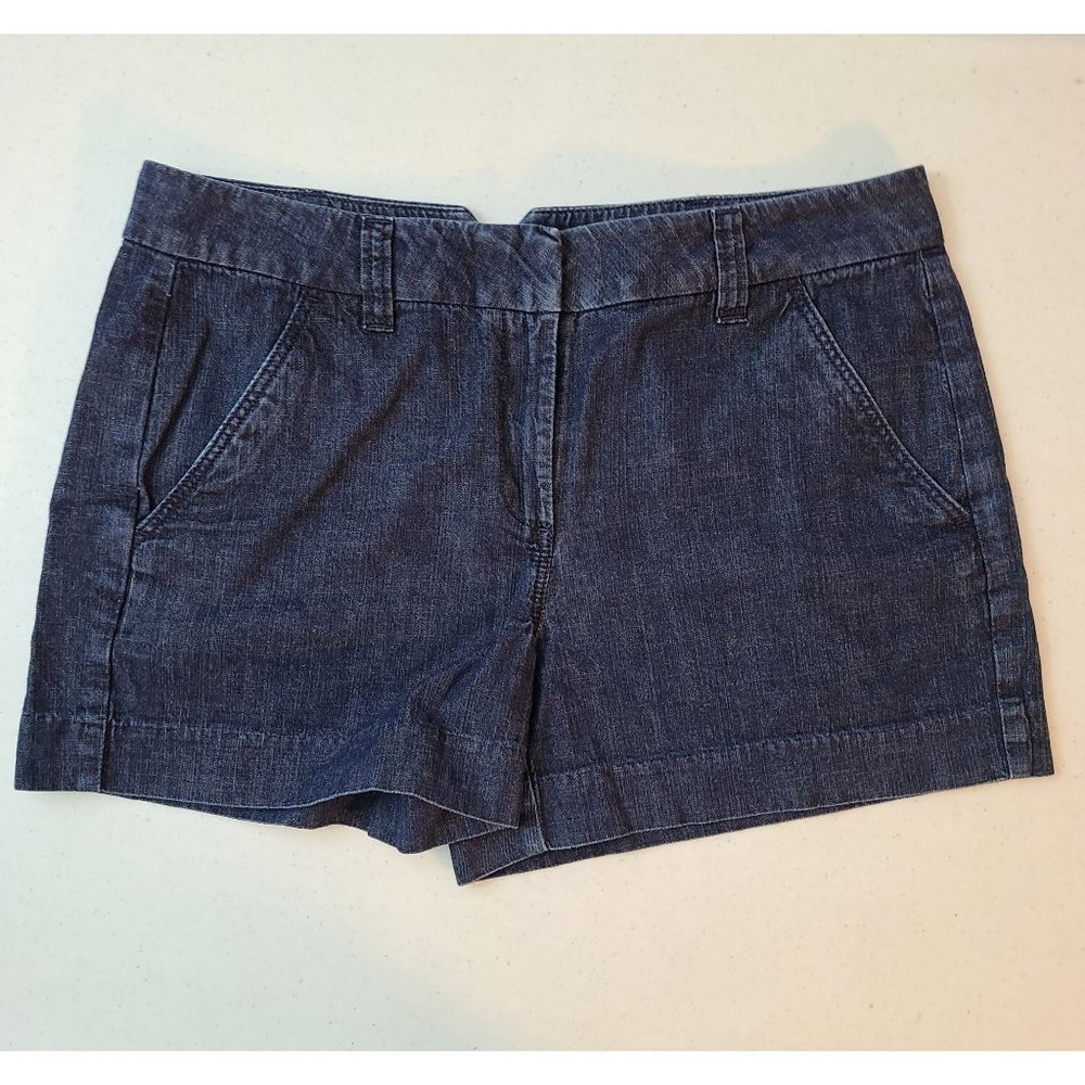 Ann Taylor Loft Dark Blue The River Short Size 6 Mid Rise Lightweight Denim